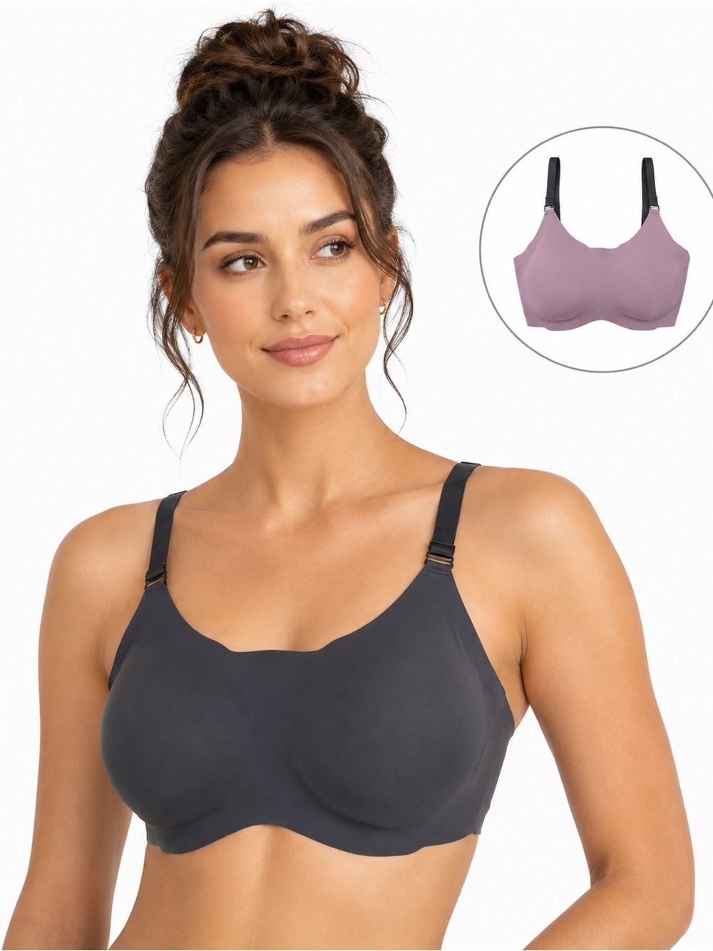 Knix Evolution Reversible Wireless Bra Mauve Gray Padded  Sz 4 32C 32D 34C 34D